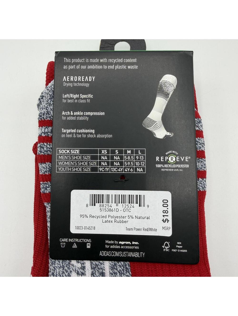 adidas Soccer Team Speed Sock Over The Calf Red Size Large L - Picture 4 of 6